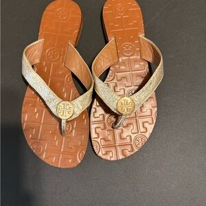 Tory Burch Gold and Brown Sandals